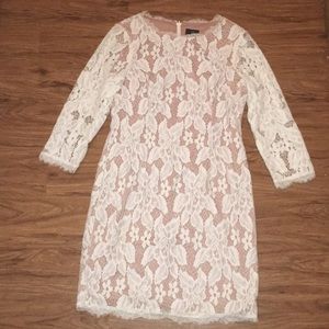 Adrianna Papell White and Nude Lace Dress, 12